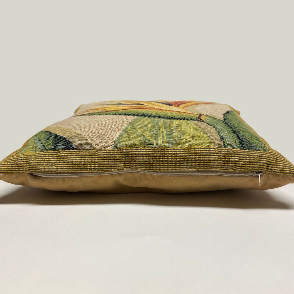 Gobelins Art Tapestry Bird of Paradise Flower Pillow Case 13-in Square Belgium - Picture 4 of 7